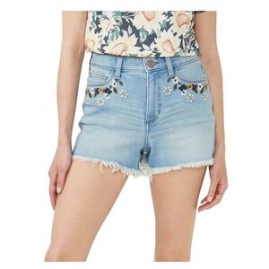 LC Lauren Conrad Womens High Rise Embroidered Cut Off Jean Shorts Sz 14 New